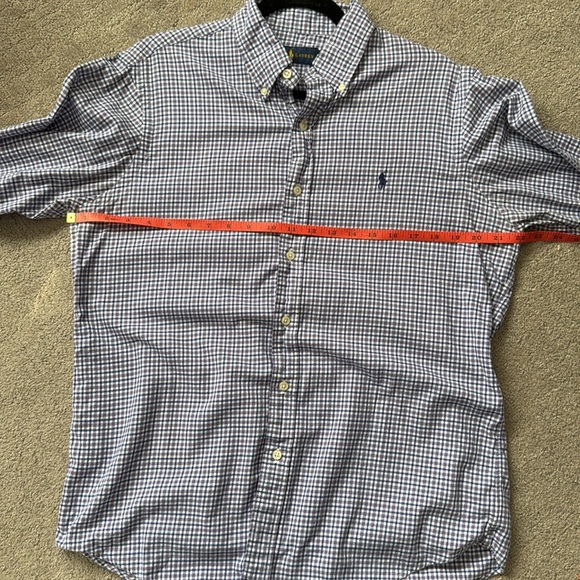 Ralph Lauren Purple Plaid Button Up Mens Med 100% Cotton Professional Work EUC - Picture 12 of 14
